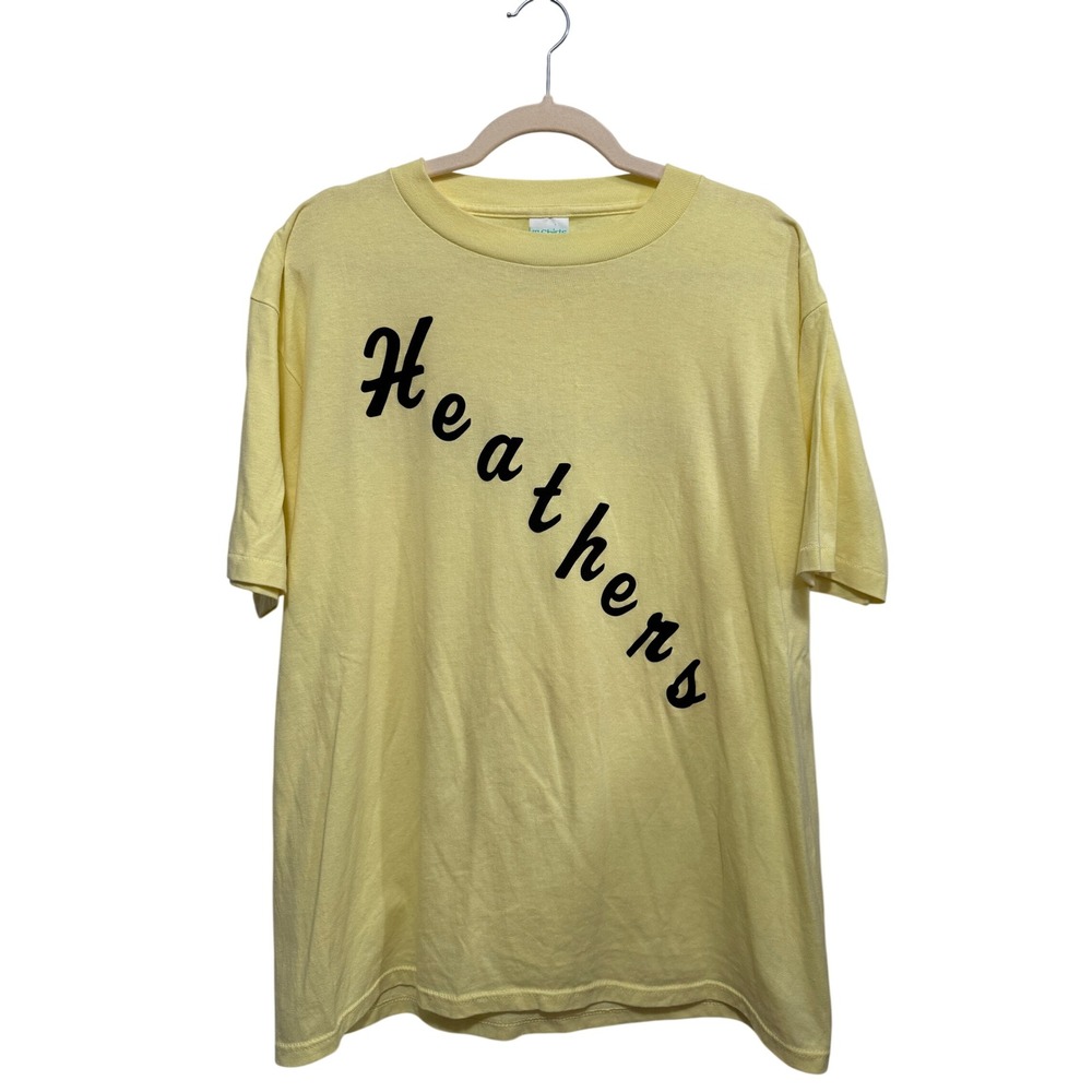 Vintage T-Shirts Plus Heathers Macnamara Graphic Tee Yellow XL 80s 90s Made USA
